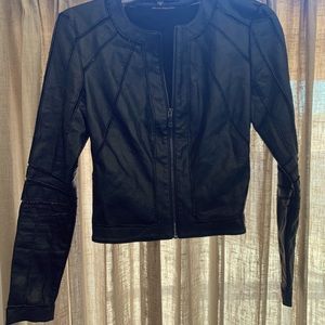 Guess Faux Leather Jacket with Cutout Details
